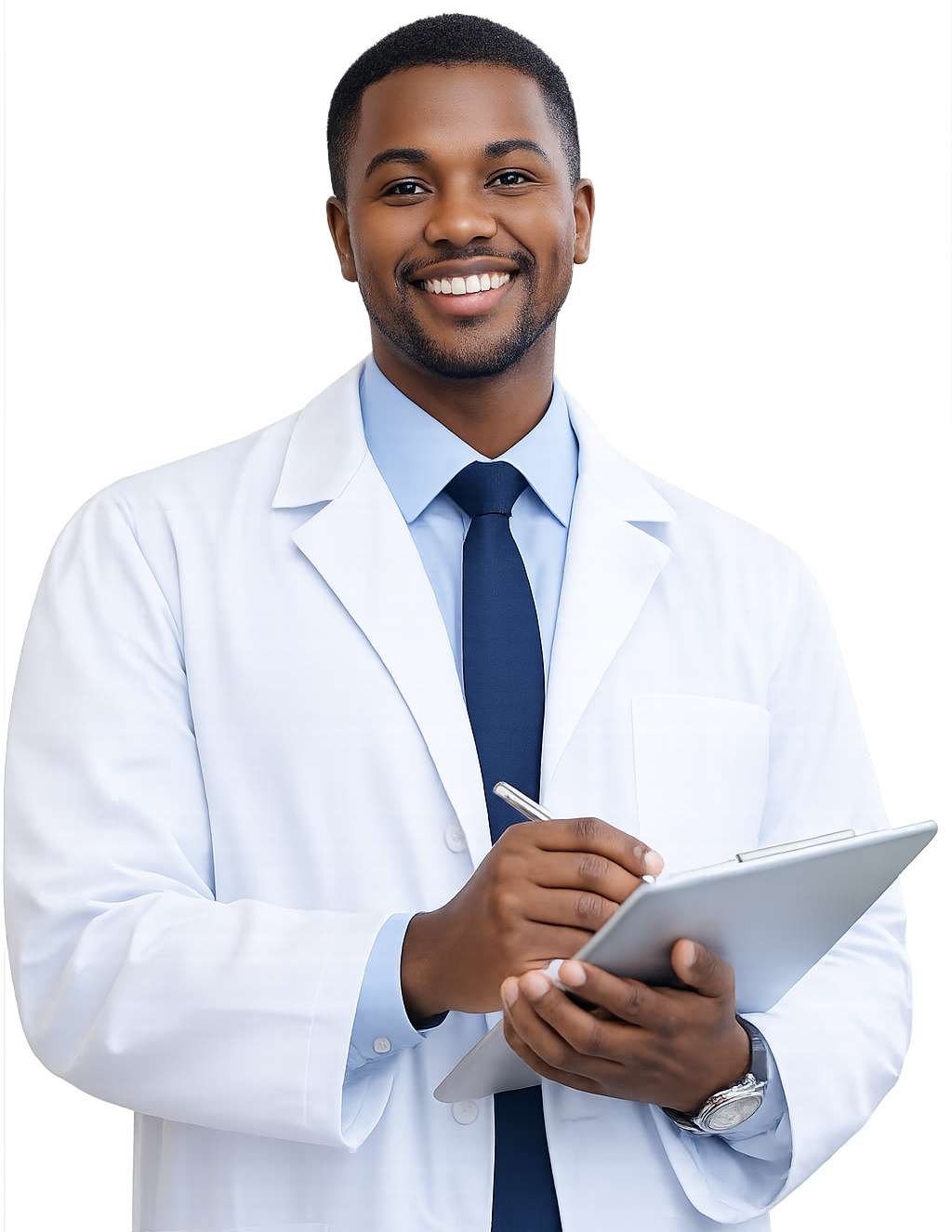 a pharmacist smiling