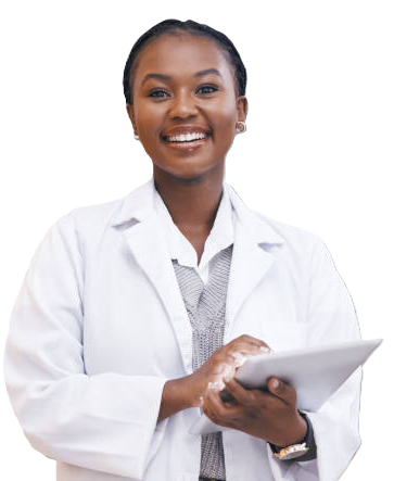 a pharmacist smiling