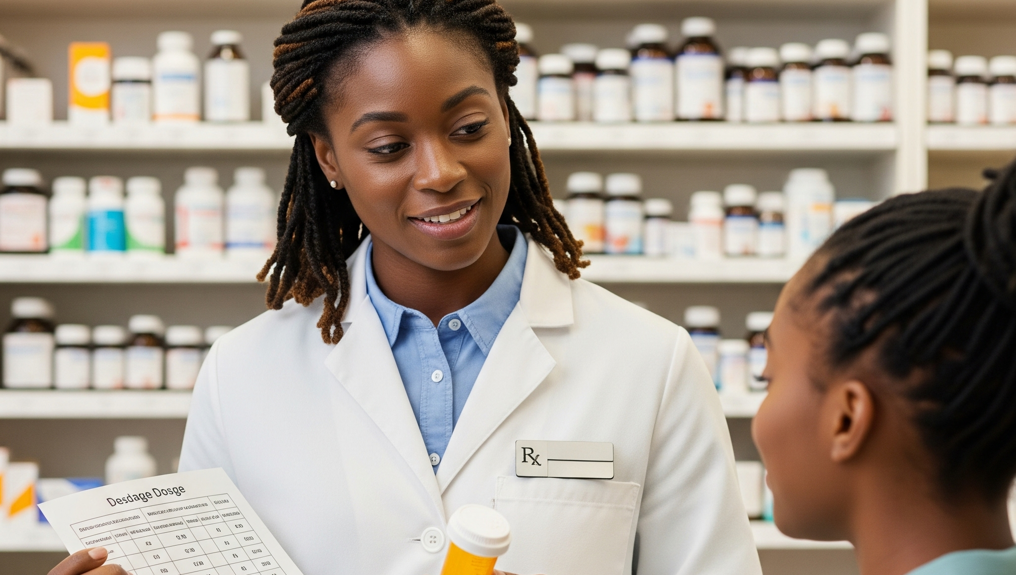 a pharmacist advising an in-store customer